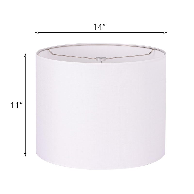 Wellmet 14"x14"x11" Assembly Required Lampshade for Table Lamp, Bedside Lamp, Floor Lamp, Fabric Drum Lampshade Classic Modern Style, Spider Fitter, White - Image 2